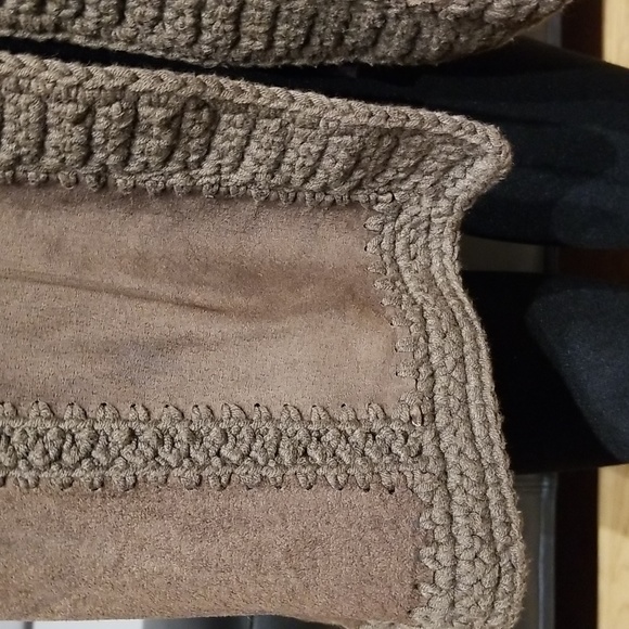 William B Vintage Fall Coat Crochet & Suede Leather / Silk Lined / Sz S / Brown - Picture 12 of 17